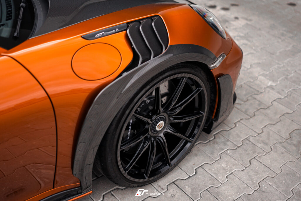 Porsche 911 Turbo S (992) Techart GT Street R Turismo Forged Wheels - C03 Gloss Black + carbon front finish