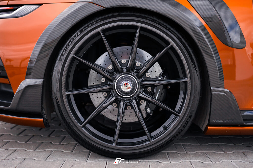 Porsche 911 Turbo S (992) Techart GT Street R Turismo Forged Wheels - C03 Gloss Black + carbon front finish