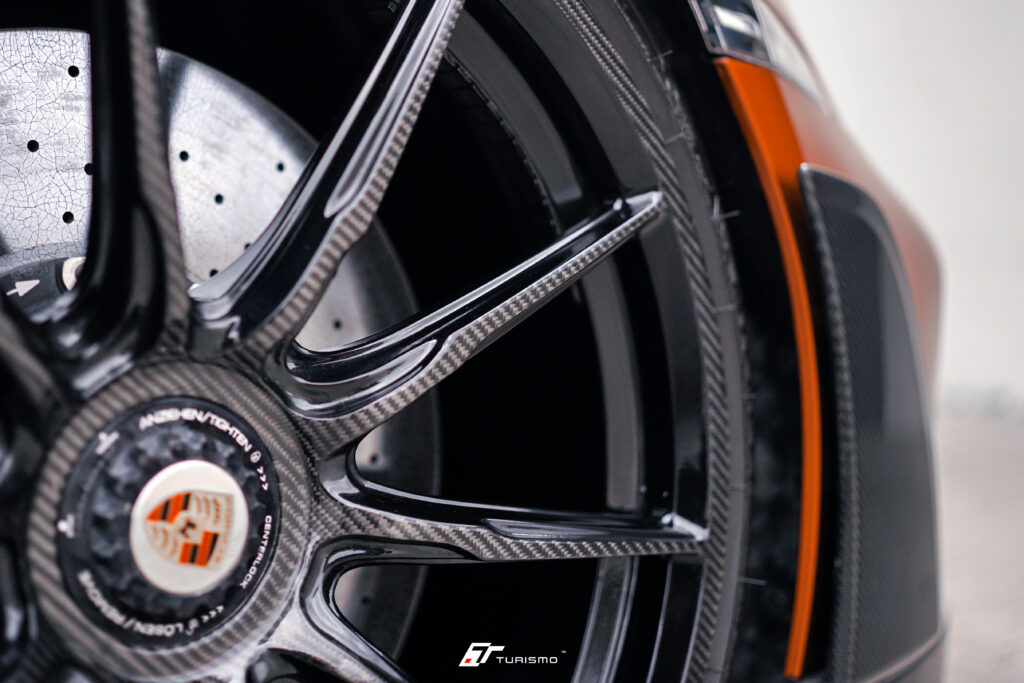 Porsche 911 Turbo S (992) Techart GT Street R Turismo Forged Wheels - C03 Gloss Black + carbon front finish