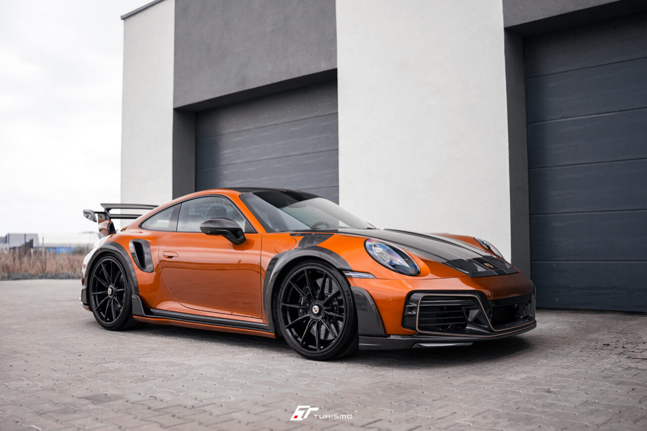 Porsche 911 Turbo S (992) Techart GT Street R Turismo Forged Wheels - C03 Gloss Black + carbon front finish