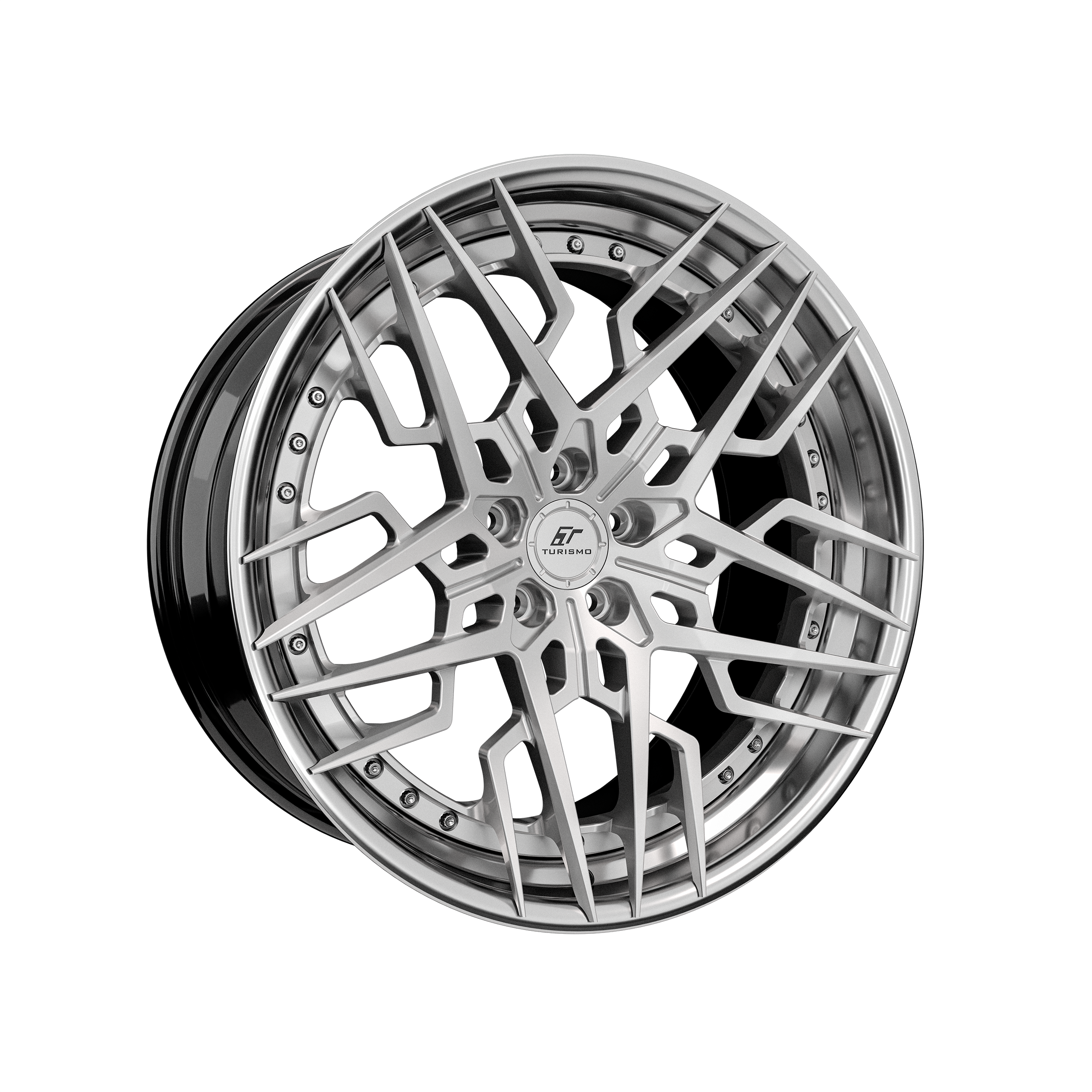 Felgi kute Turismo Forged V16 Gloss Silver + Chrome Lip + Gloss Black Barrel