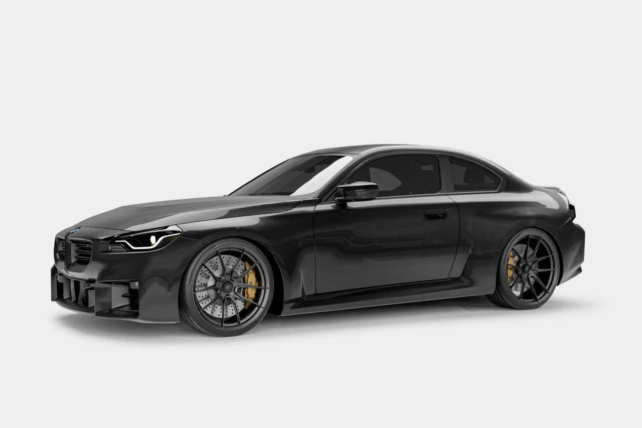 BMW M2 (G87) na kutych felgach aluminiowych Turismo F81 Satin Black